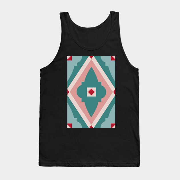 Abstract geometric diamond pattern green and pink Tank Top by colorofmagic